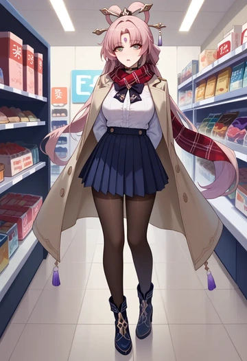 star rail,fu xuan,winter,student uniform,fur-trimmed coat  - AI generated anime art